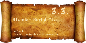 Blander Borbála névjegykártya